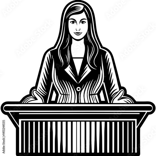 Woman speaking at a podium vector silhouette