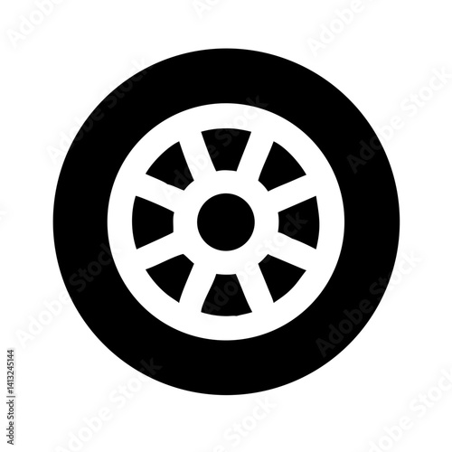 Tire icon in black and white design  