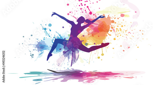 Vibrant Colorful Abstract Background Female Dancer Graceful Movement Modern Art Dynamic Energy      