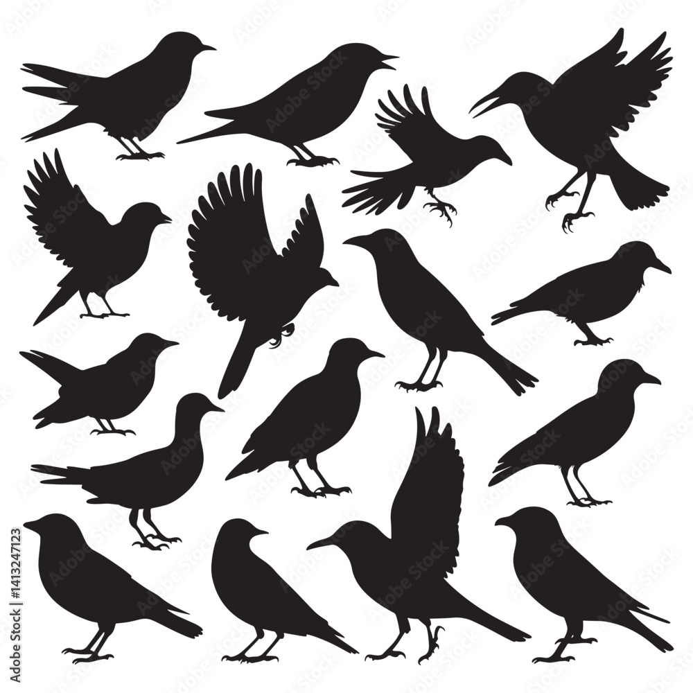 Fototapeta premium Flying Bird Silhouette Design Vector, 