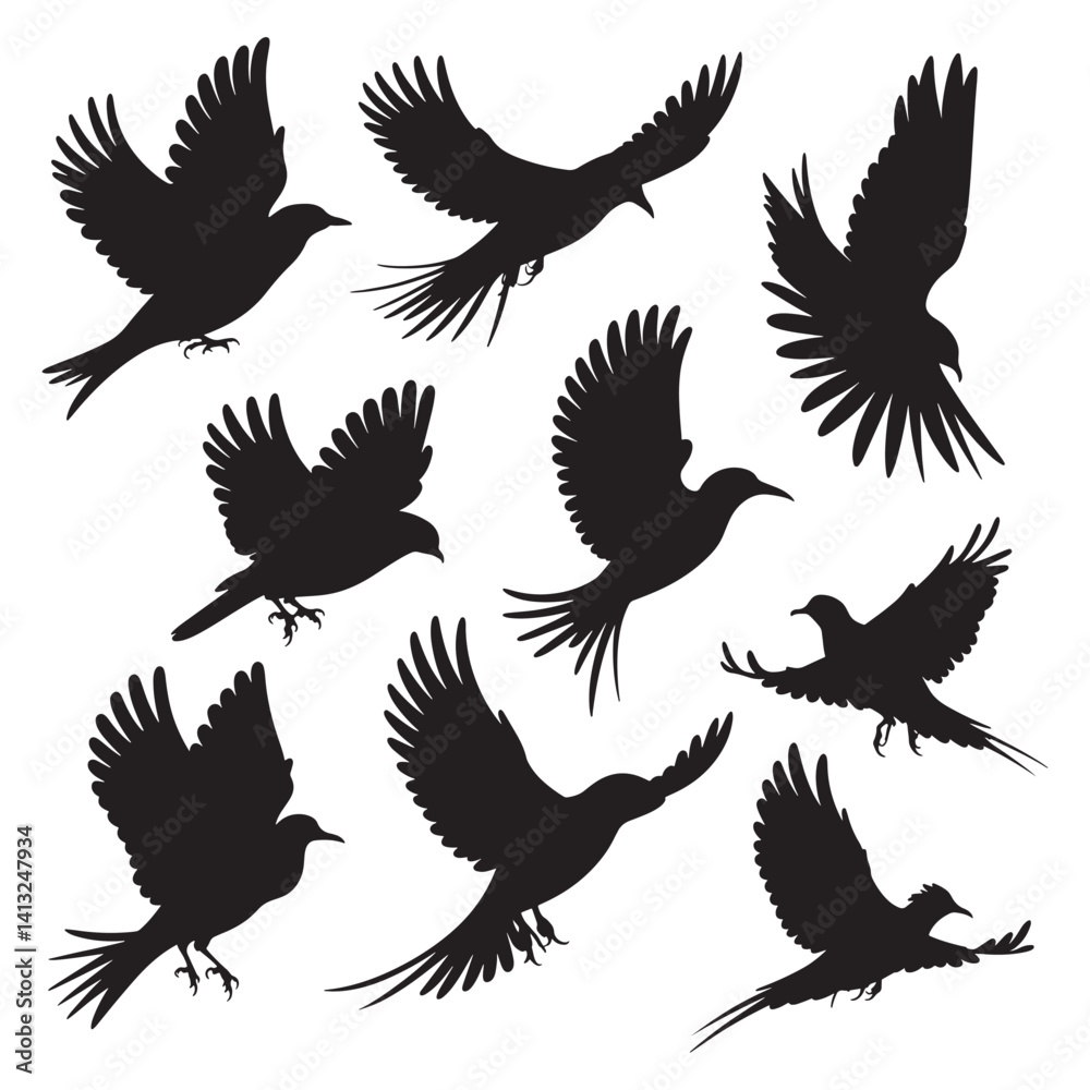 Obraz premium Flying Bird Silhouette Design Vector, 