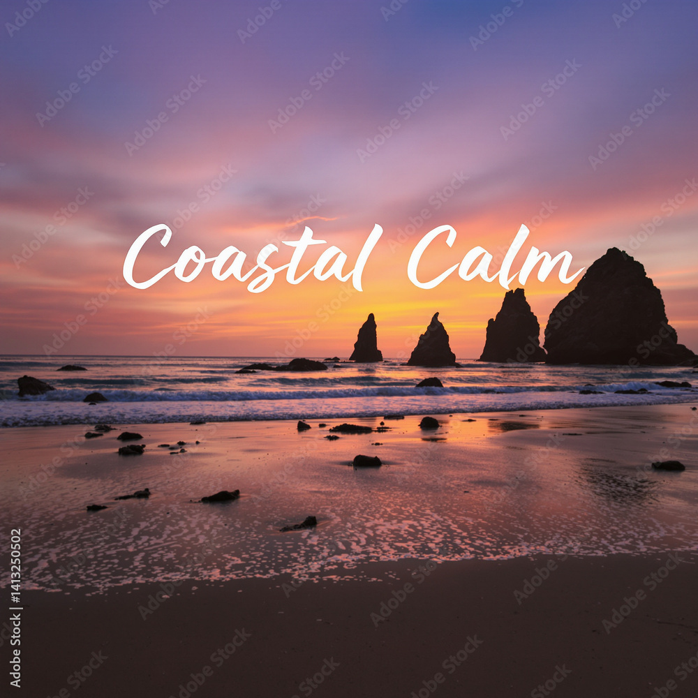 Tranquil Sunset Over Eastern Shores with Majestic Rock Formations
