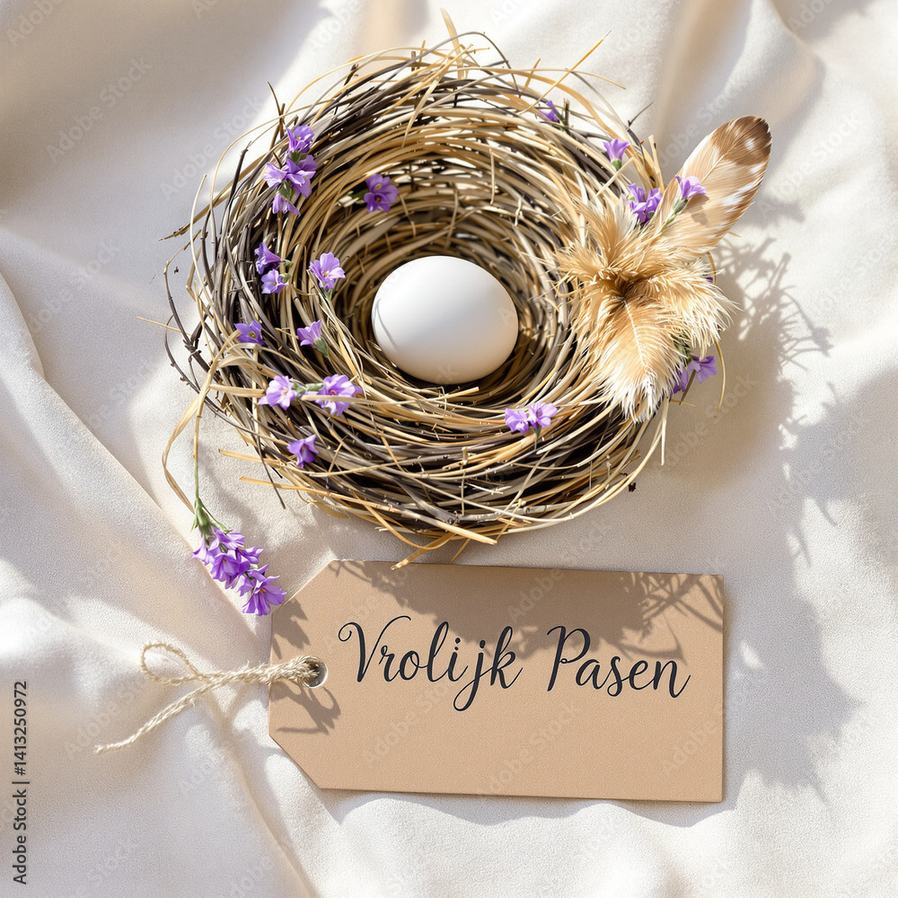 Elegant Easter Nest Arrangement with Spring Flowers