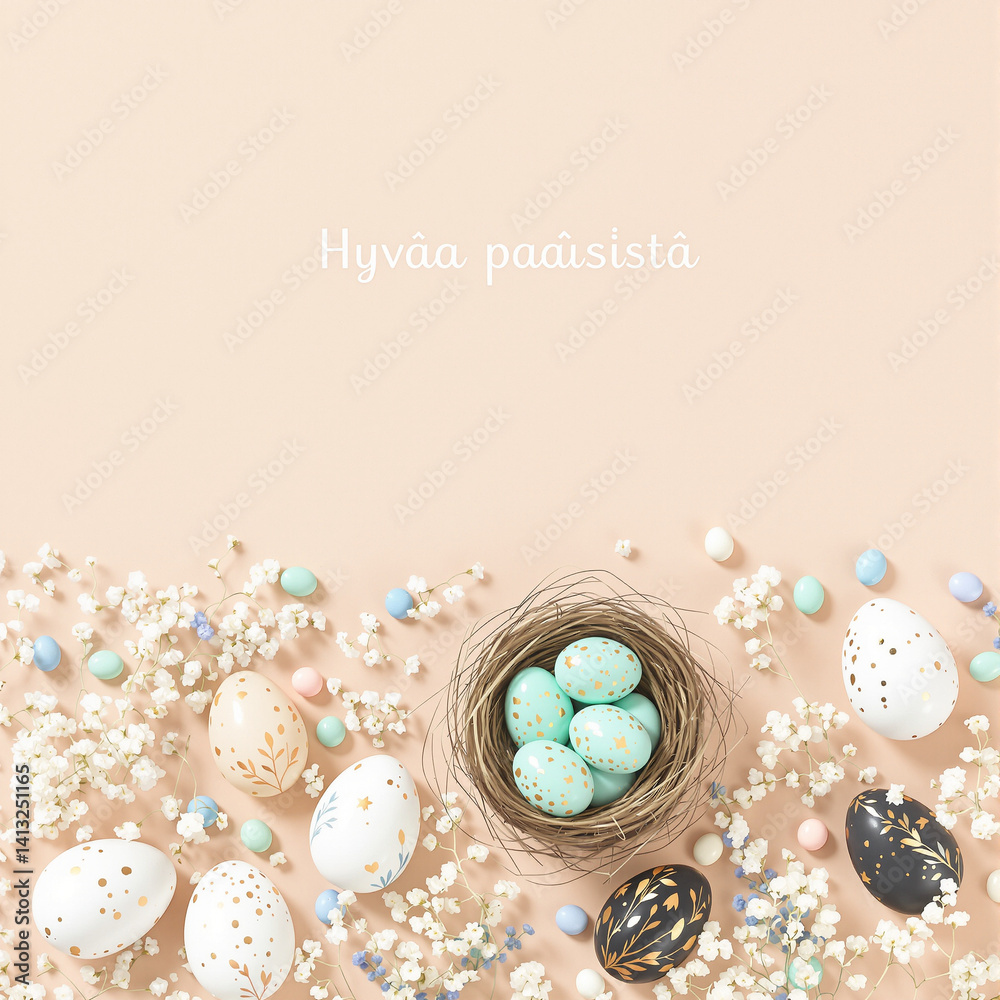 Elegant Pastel Easter Decoration with Botanical Accents
