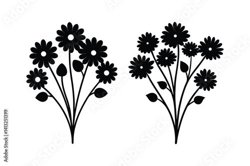 Chamomile flower  Silhouette vector bundle 