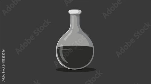 Elegant Flat Vector Illustration: Potion Flask on Dark Background. Perfect for science, fantasy, and