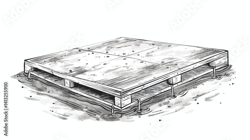 Reinforced Concrete Floor Slab Construction: Industrial Vector Illustration for Engineering,        