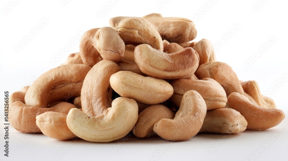 Pile of Cashew Nuts Closeup on White Background Pile of Cashew Nuts Closeup on White Background