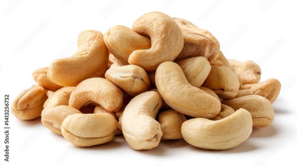 Pile of Cashew Nuts on White Background Studio Shot Pile of Cashew Nuts on White Background Studio Shot