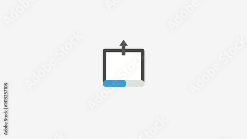 An intuitive render/export icon showing an arrow coming out of a box with a progress bar.
