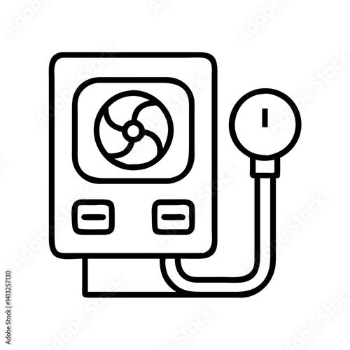 Outline medical ventilator machine vector, respiratory support device, healthcare equipment icon, line art