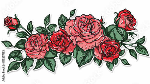 Elegant Hand-Drawn Rose Floral Sticker Design, Perfect for Planners, Journals, and Invitations art  