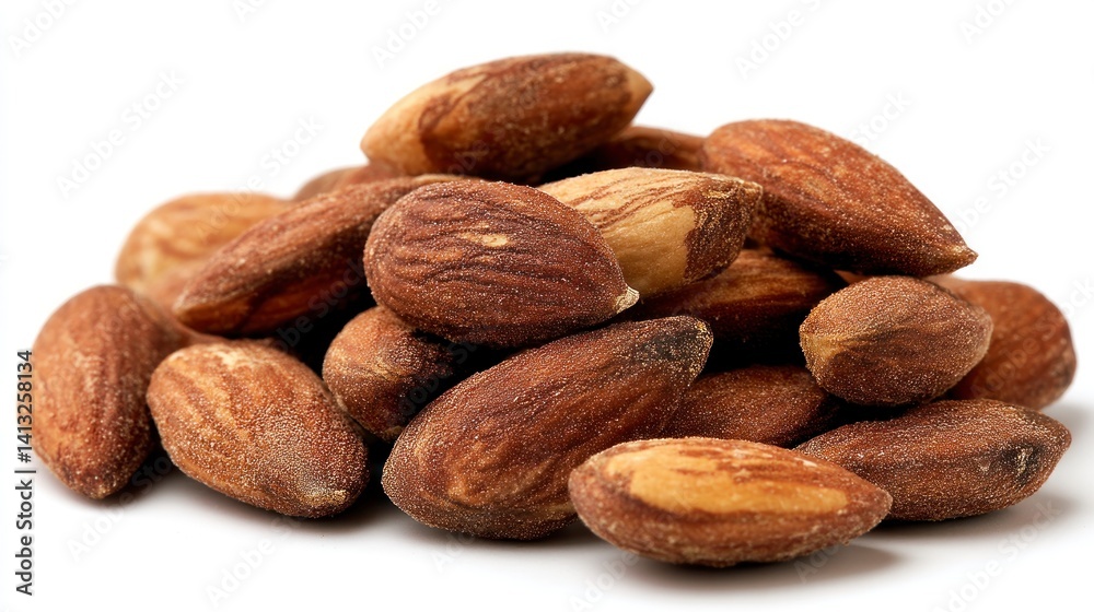 Pile of Almonds Close-up on White Background Pile of Almonds Close-up on White Background