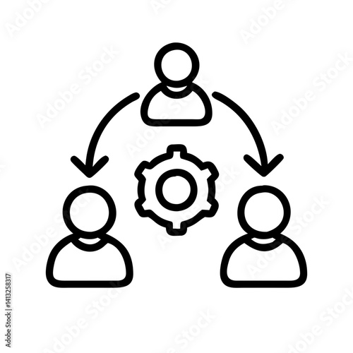Teamwork process management collaboration strategy icon vector illustration and design element for business
