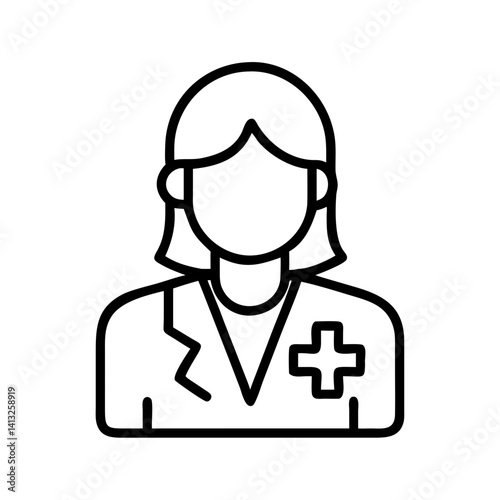 Female doctor icon outline vector illustration for medical professional healthcare design
