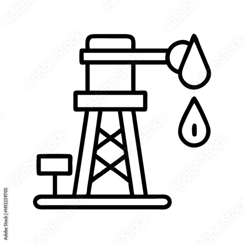 Oilfield oil rig oil industry petroleum pumpjack crude oil extraction energy production line art