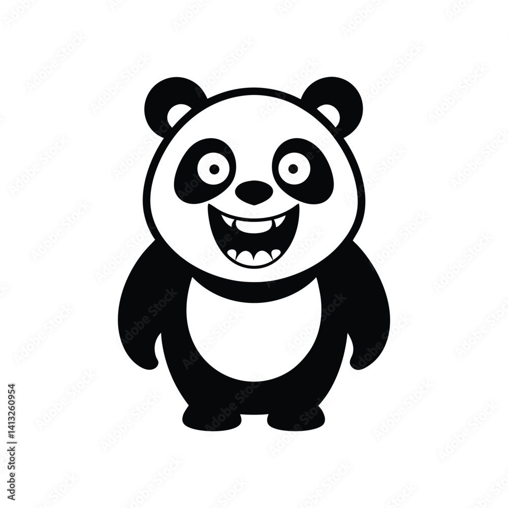 Naklejka premium a black outline cartoonish panda vector villustration .eps