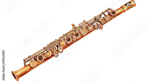 Hand-Drawn Flute Vector Illustration: Elegant Musical Instrument Design for Print and Web art key   