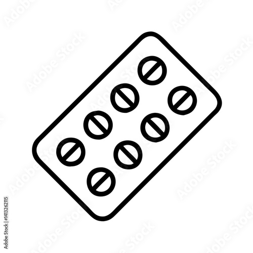 Pills blister pack vector icon illustration for medical and healthcare concept outline design