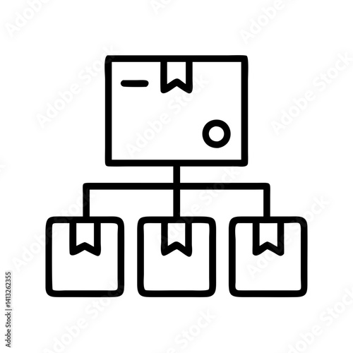 Distribution network logistics supply chain delivery boxes package shipping outline icon vector