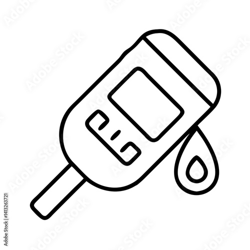 Outline blood glucose meter vector illustration for diabetes testing and health monitoring at home