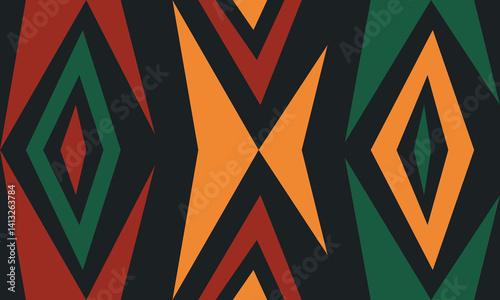 Beautiful geometric background. Figures of different shapes. Tribal form. Flowers. Geometric design. Creative textures. Colorful art. Modern graphic poster. Retro color. Vector illustration