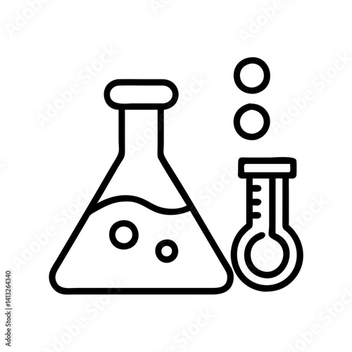 Chemistry lab equipment vector icon illustration of beakers and flasks for science research