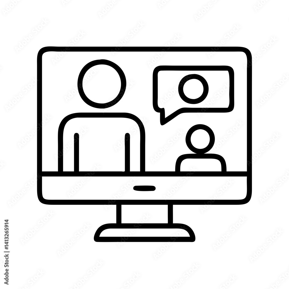 Online meeting video conference call webinar vector icon for remote work and communication design vector Online meeting video conference call webinar vector icon for remote work and communication design vector