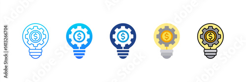 Business Strategy icon sheet multiple style collection