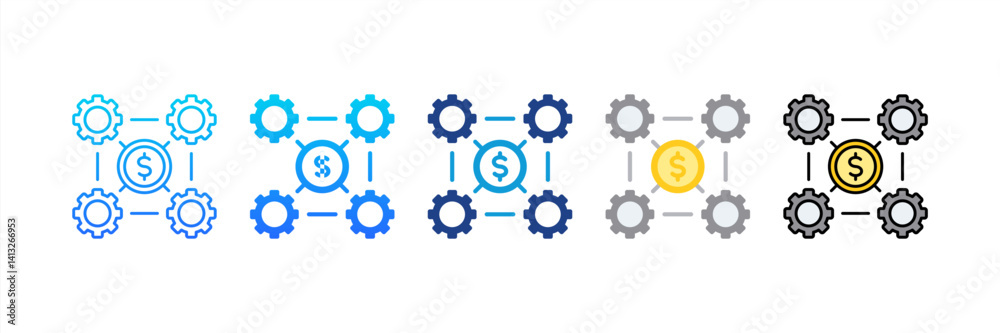 Business Integration icon sheet multiple style collection Business Integration icon sheet multiple style collection