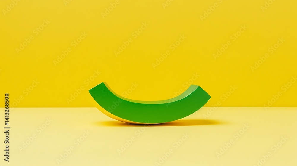 Geometric Simplicity: Green Curve on a Vibrant Yellow Background Studio Shot Geometric Simplicity: Green Curve on a Vibrant Yellow Background Studio Shot