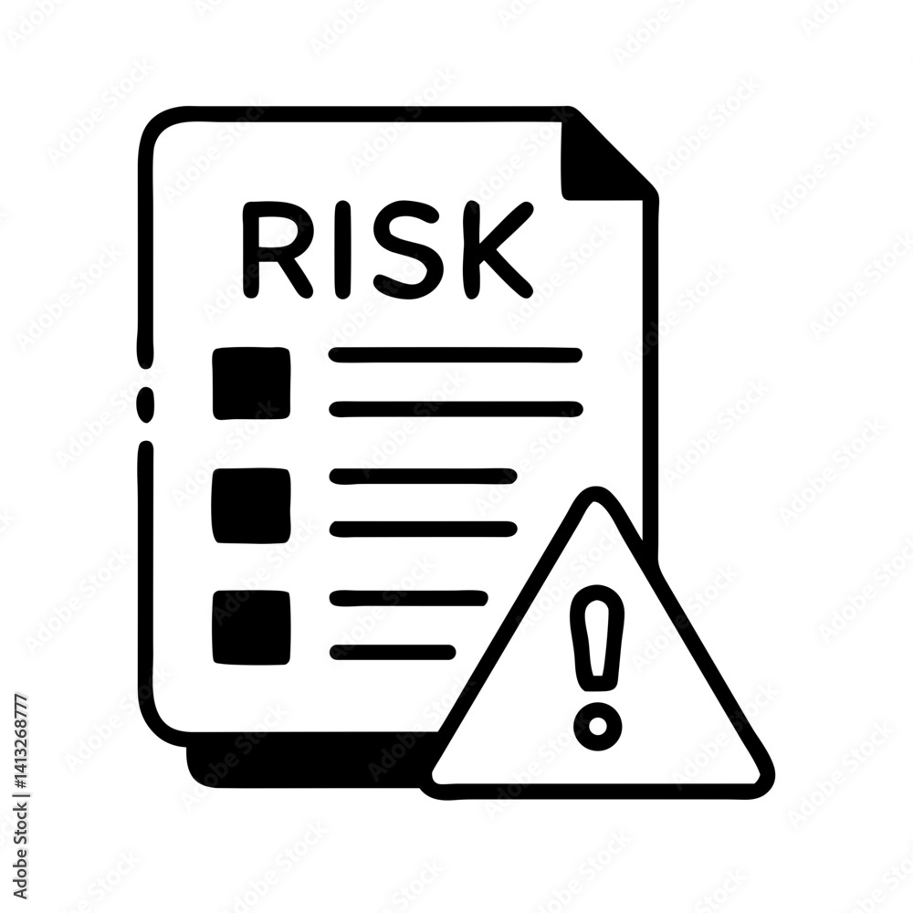 Risk Assessment Document with Warning Icon Risk Assessment Document with Warning Icon