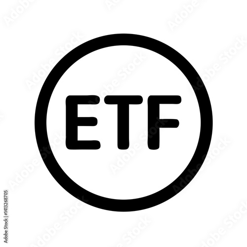 ETF logo design in minimal style with black and white colors  