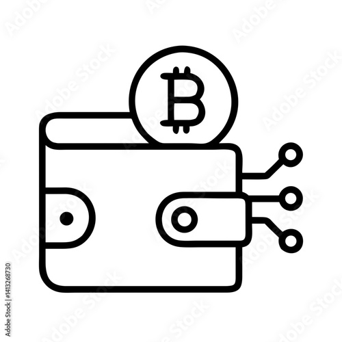 Digital Cryptocurrency Wallet Icon with Bitcoin Symbol  