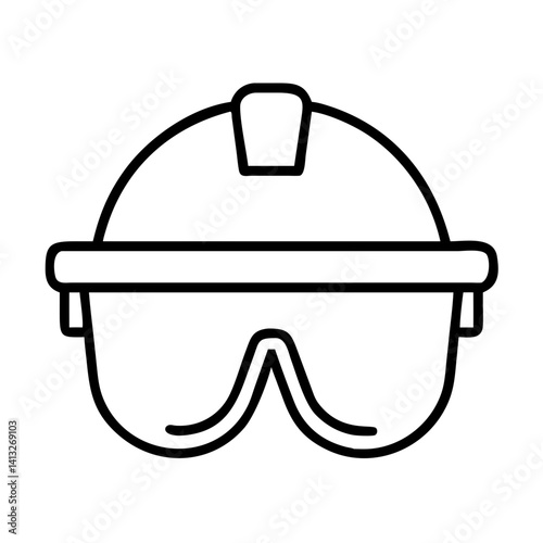 Construction safety helmet and goggles vector icon illustration for worker protection gear