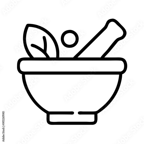 Mortar and pestle vector icon illustration for pharmacy herbal medicine and alternative therapy concept