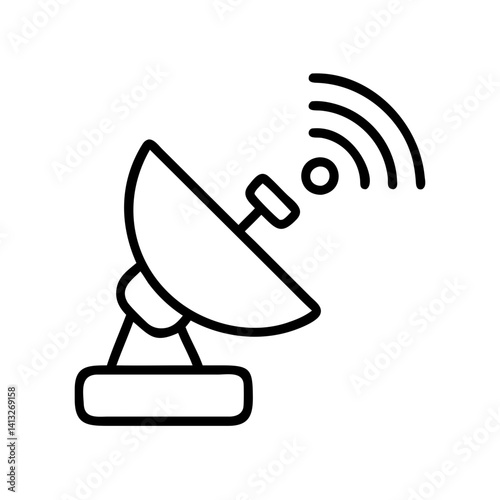 Satellite dish antenna communication technology signal receiver vector illustration design icon art