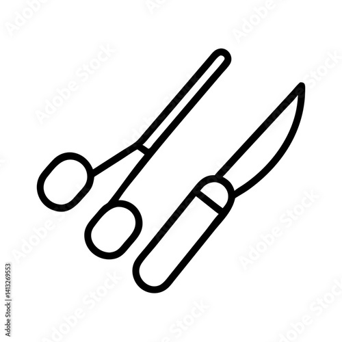 Surgical instruments vector icon illustration with scalpel and scissors medical equipment for surgery