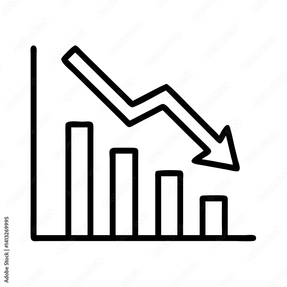 Decline chart graph business down arrow diagram decrease financial loss investment market trend Decline chart graph business down arrow diagram decrease financial loss investment market trend