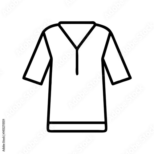 Outline drawing of a kurta shirt design traditional indian clothing vector illustration