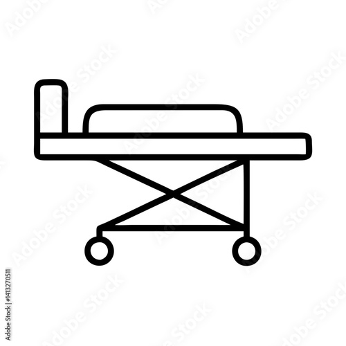 Medical stretcher hospital bed gurney emergency ambulance patient transport equipment icon vector design