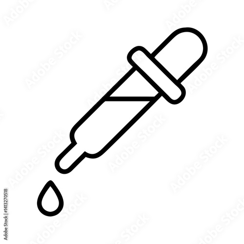 Dropper pipette vector icon for chemistry lab, medicine, essential oil, and liquid transfer use case