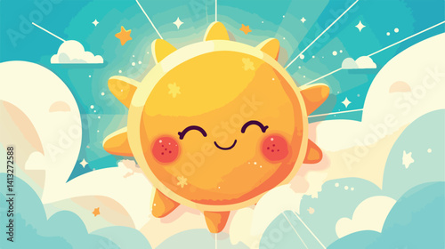 Giggle-Worthy Sun and Cloud Buddies: A Cartoon Adventure! bff sky sky kid fun pal cute cute baby    