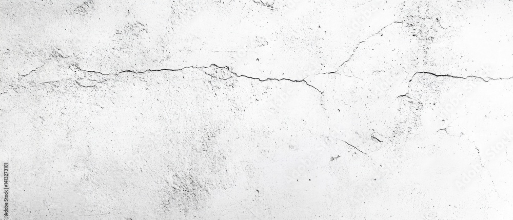 Obraz premium White Cracked Plaster Wall Texture, Grungy Cement Surface, Weathered Rough Design