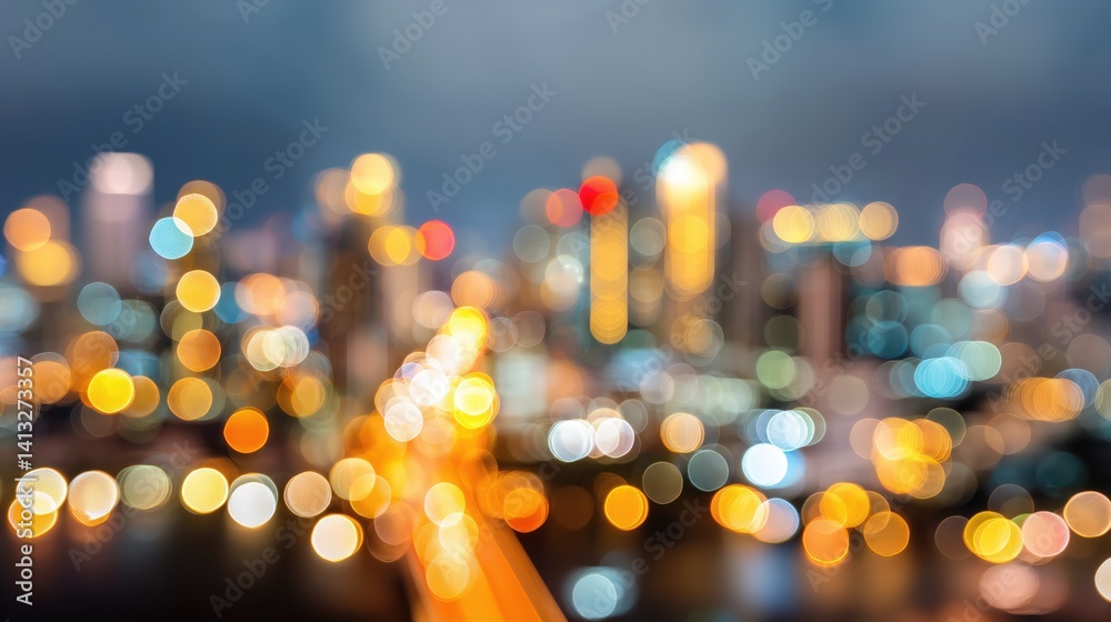 Defocused Cityscape With Bright Bokeh Lights at Nighttime