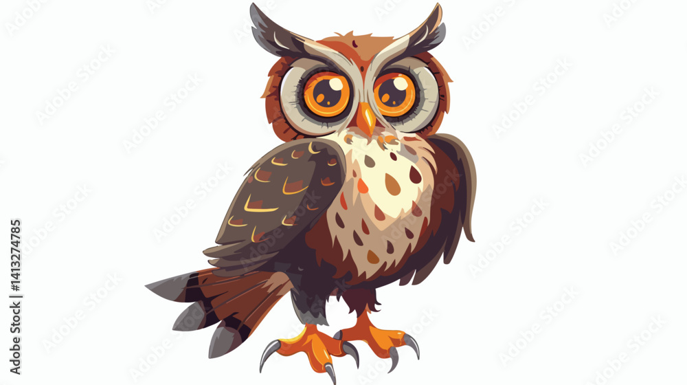 Obraz premium Whimsical Hand-Drawn Owl: Funny Bird Vector Illustration, Perfect for Kids' Books, Cards, and Fun 