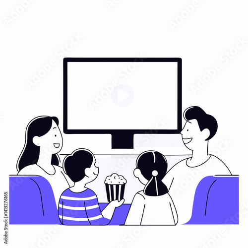 Family Movie Night with Popcorn and Laughter