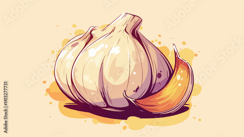 Hand-Drawn Garlic Sketch: Rustic Vector Icon for Culinary Designs, Food Blogs, and Recipes. Perfect 