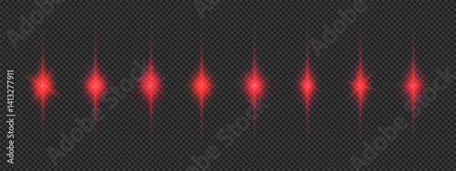 Set of red light effects of lens flares