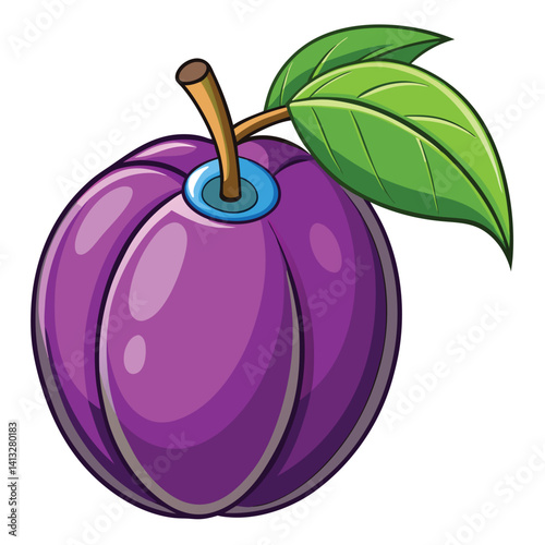 Cartoon Plum with Leaf (1)